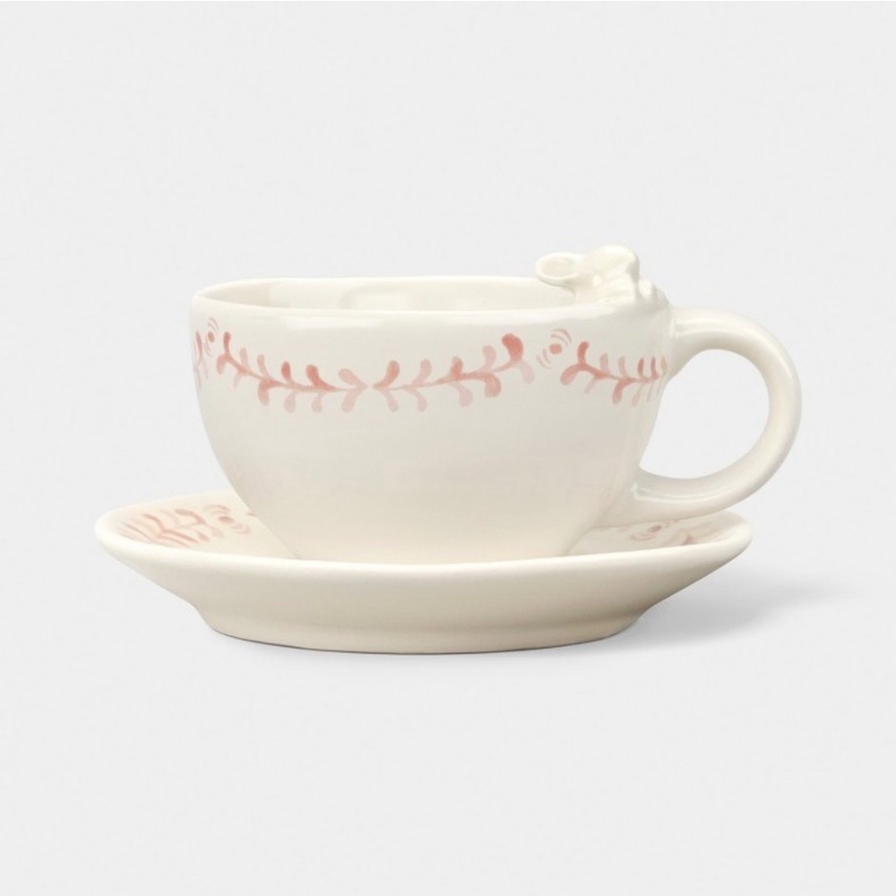 5.63oz Stoneware Easter Bunny Tea Cup & Saucer Set Pink - Threshold